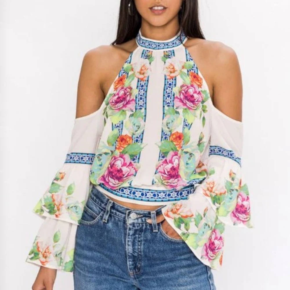 Floral Cold Shoulder Top